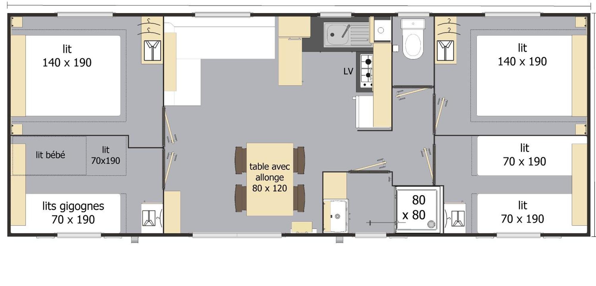Mobil Home Xxl 4 Chambres - Camping Le Giessen Bassemberg الغرفة الصورة